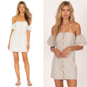 NWT Amuse Society Island Skies Off-Shoulder Stripe Mini Dress, Size M